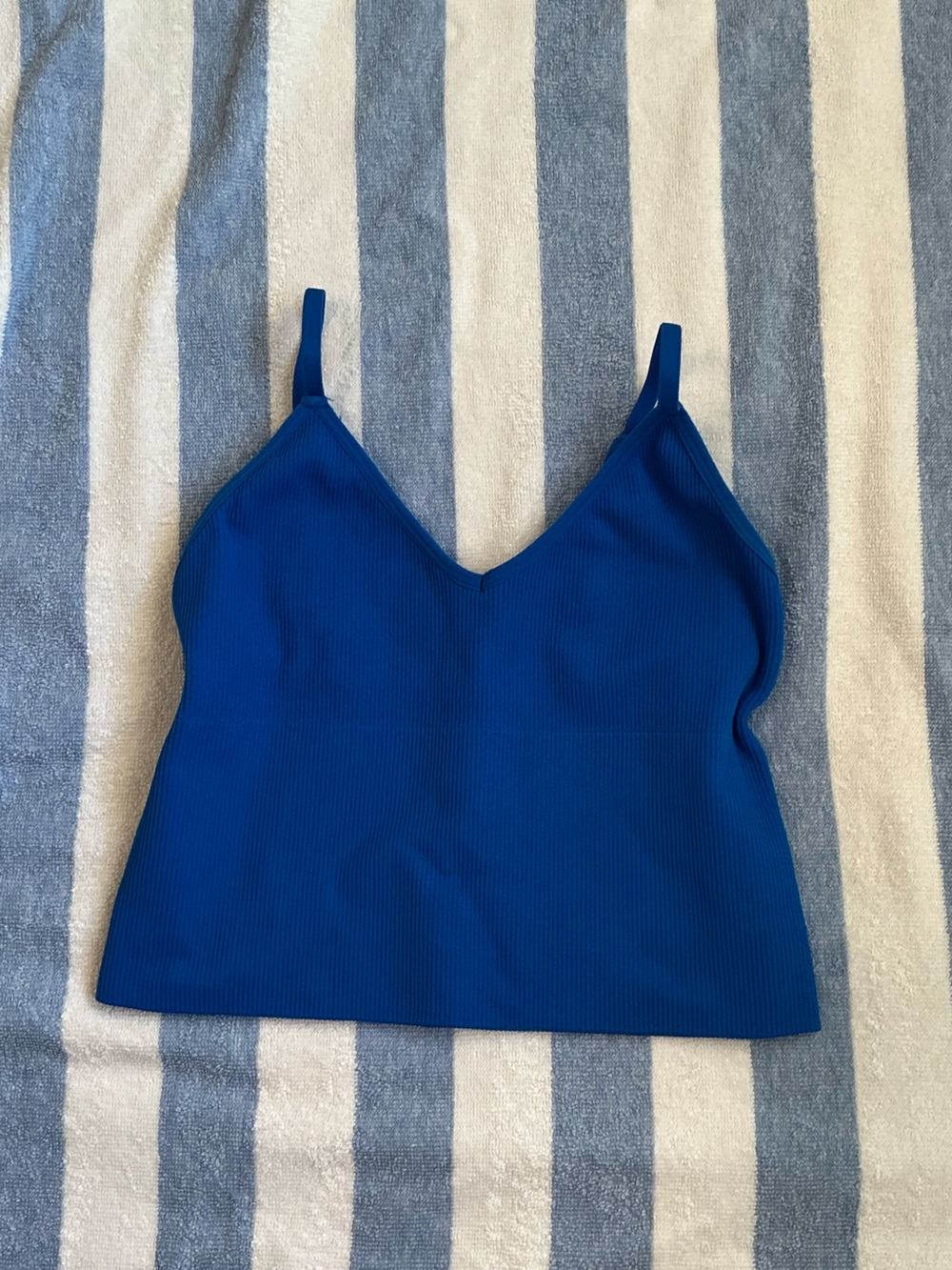 Forever 21 Royal Blue Ribbed V-Neck Tank Top